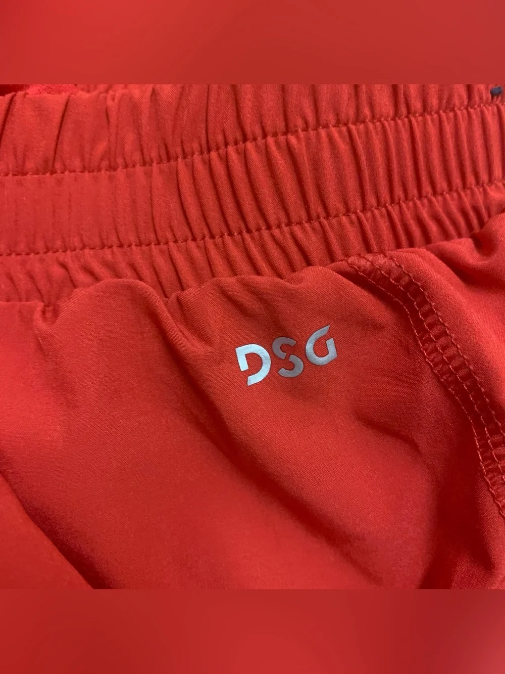 DSG Girls Solid Red Mid Rise Athletic Stride Shorts Size S 8-9 Built In Brief
